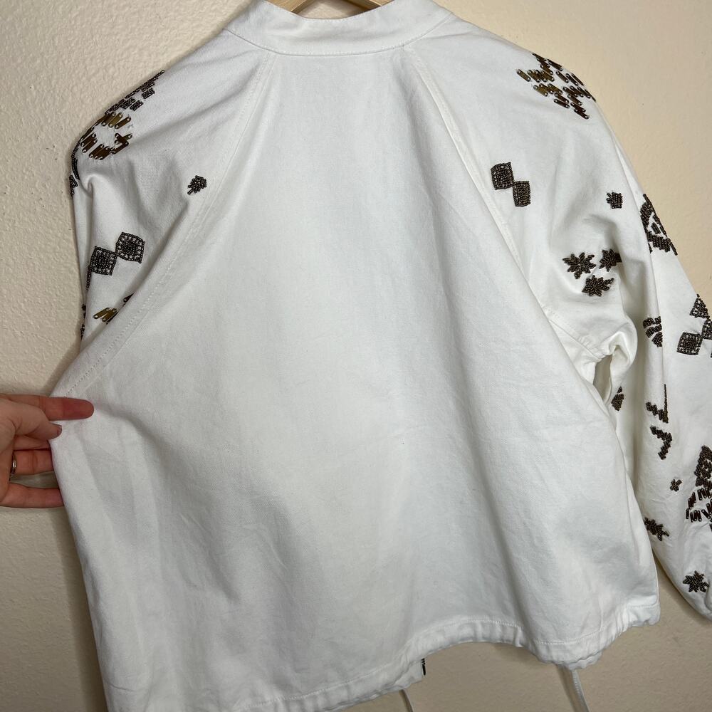 Chicos Aztec Embellished Bamber White Jacket 2 NWT - Picture 8 of 12
